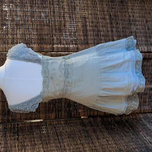 Free people Dusty Blue Lace Applique Cap Sleeve Mini Dress - Picture 7 of 11